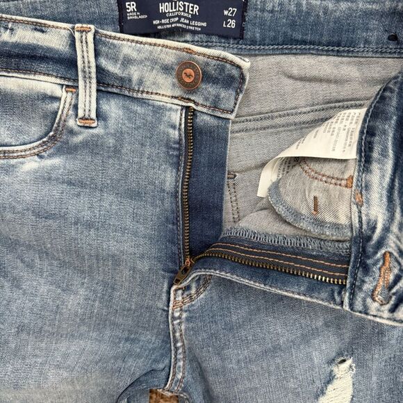 Hollister High-Rise Crop Jeans Women’s Size 27 L26 Blue Distressed Denim NWT - Picture 5 of 10